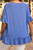 Dusk Blue Ruffled Short Sleeve Plus Size Casual Blouse T543-8784227827954