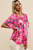 Pink Floral Short Sleeve Smocked Blouse T543-8783384412402