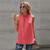 Ruffle Collar Sleeveless Design High Fashion Women Top/ T-shirt - Red A392-fast0181