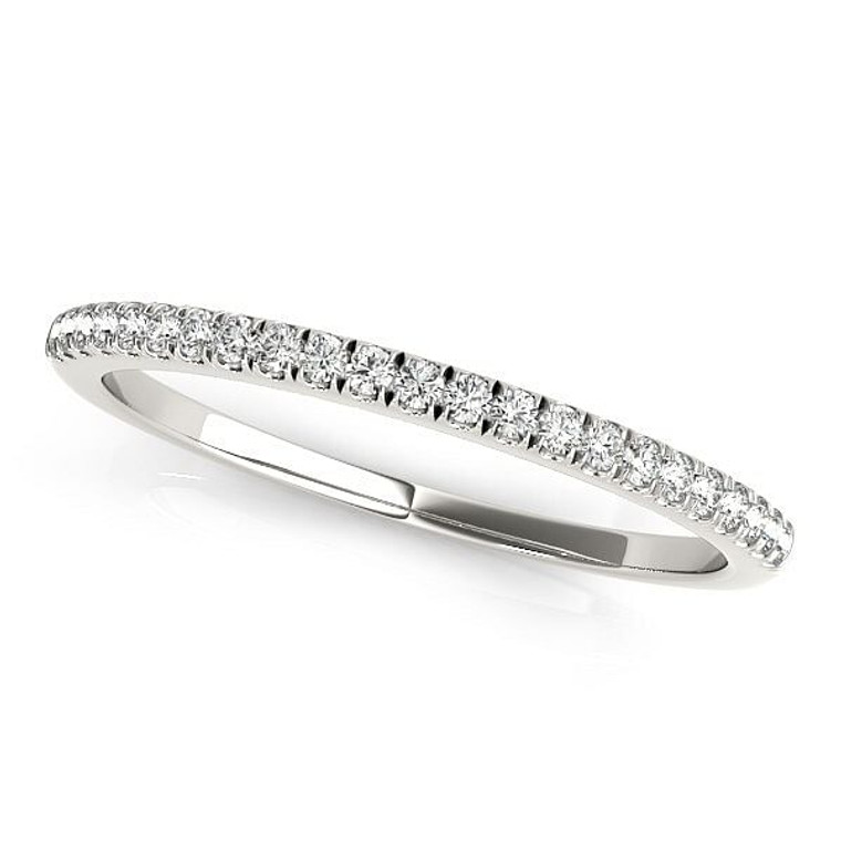 Size: 7.5 - 14k White Gold Classic Pave Set Diamond Wedding Band (1/8 cttw) P150-35685-7.5