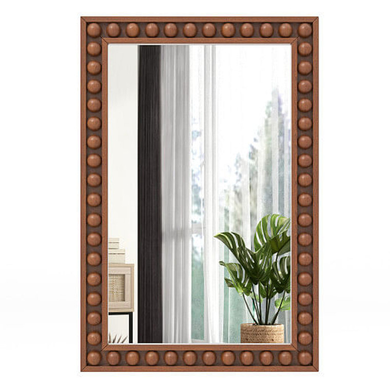 24 x 36 Inches Rustic Wall Mirror with Solid Wood Frame for Living Room  Bedroom-Brown - Color: Bro D681-JV11657BN