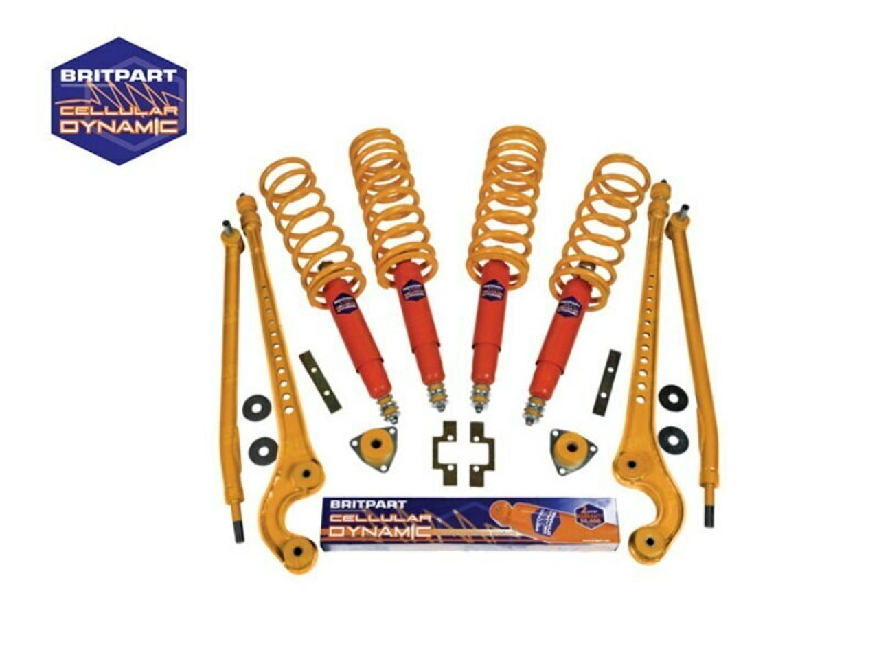 Britpart Cellular Dynamic Light Duty 40mm Lift Full Suspension Kit For Def 90 From 1994, RRC From 1986 and D1