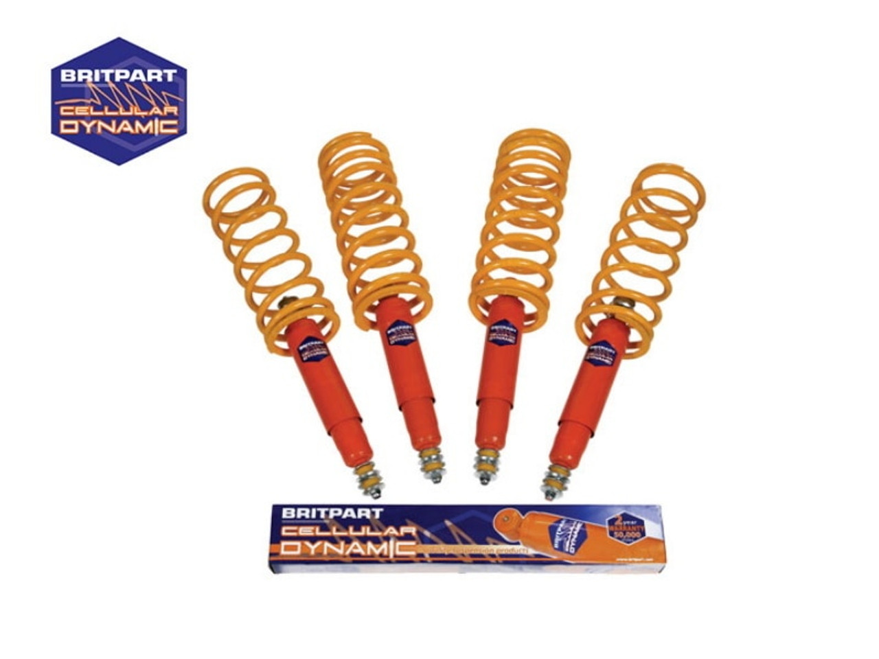 Britpart Cellular Dynamic 40mm Lift Light Duty Shock and Spring Kit Using 5 Inch Shocks For Defender, D1 and RRC