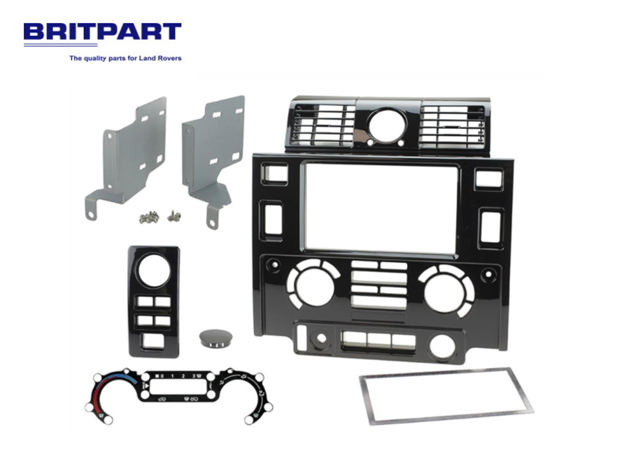 Britpart Defender Tdci Gloss Black OEM Double DIN Fascia Plate - DA2681