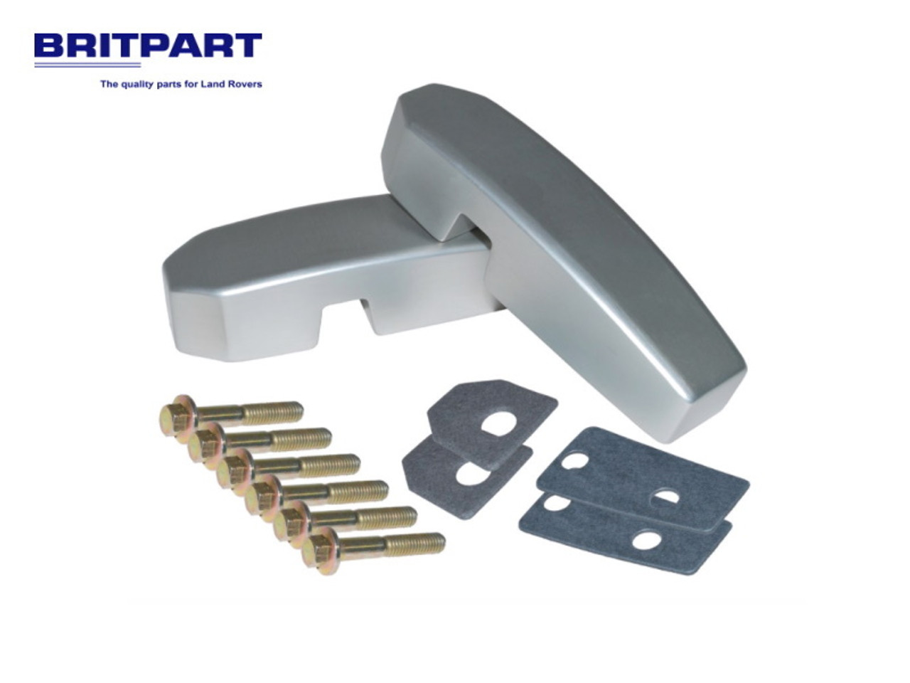 Britpart Defender Silver Anodised Billet Windscreen Bracket Set - DA1142