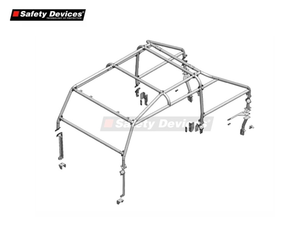 Safety Devices Defender 110 "Spectre Big Foot"External 6 Point Bolt In Full Roll Cage - RBL2437SSS