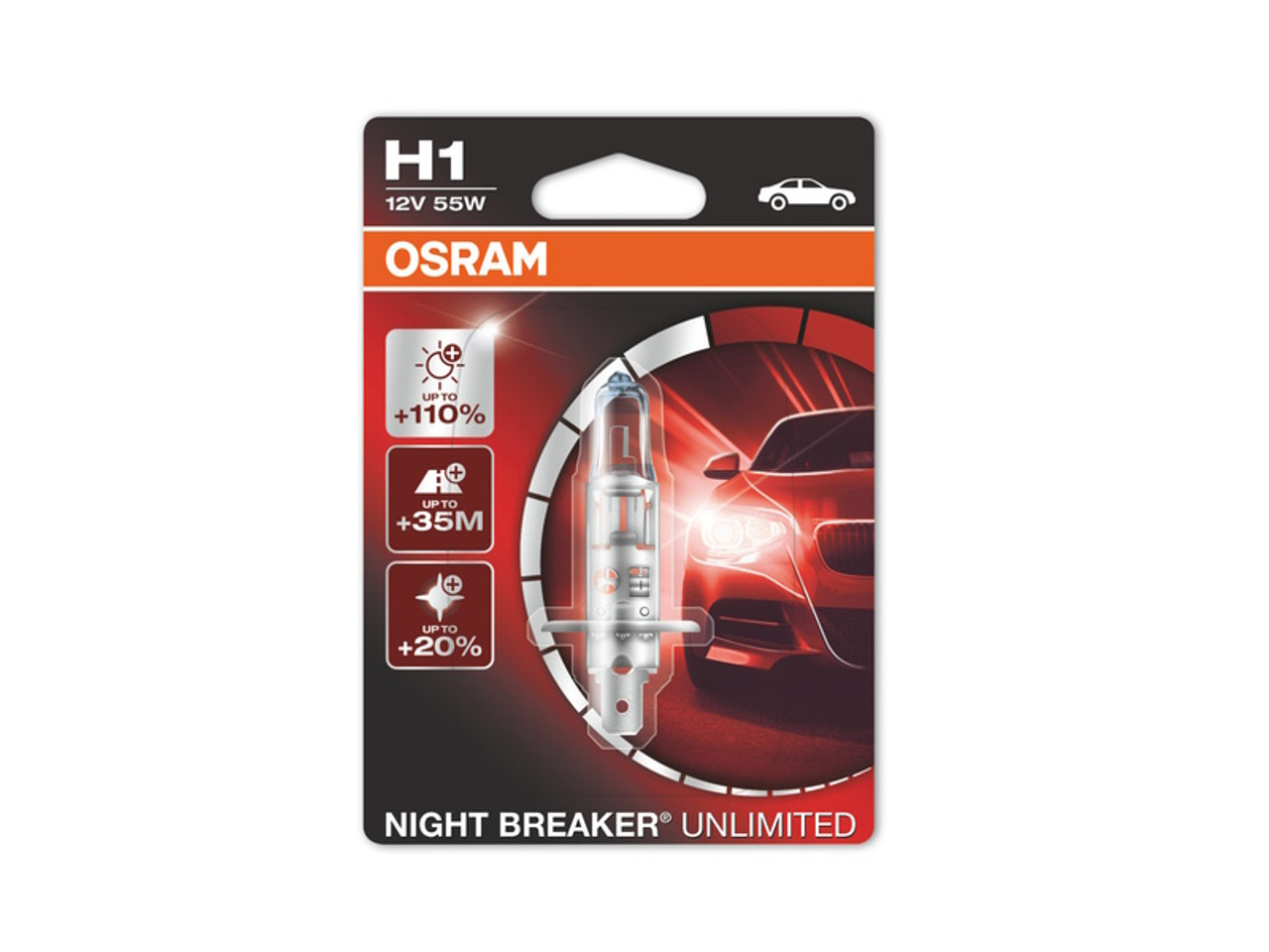 Osram Night Breaker Unlimited Single Blister H1 Bulb Set - XCD100030L