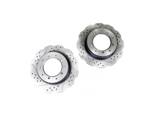 Terrafirma Defender, Discovery 1 And Range Rover Classic Rear Drilled and Grooved Wavy Discs - LR017953