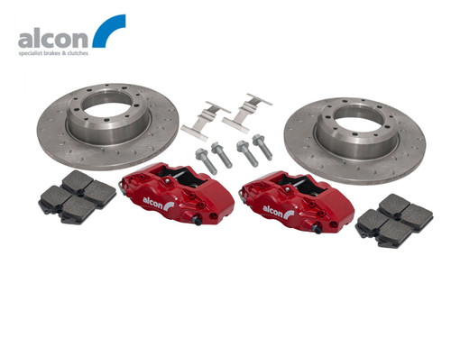 Alcon Defender 16 Inch 4 Pot Rear Brake Kit Upgrade Kit With Red Calipers