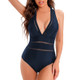 Haute Edition Women's V-Neck One Piece Monokini Swimsuit with Mesh Cutouts product