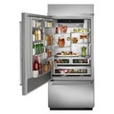 Kitchenaid® 20.9 Cu. Ft. 36" Width Built-In Stainless Bottom Mount Refrigerator with Platinum Interior Design KBBL306ESS