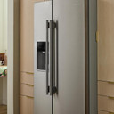 Kitchenaid® 20.8 Cu. Ft. Counter-Depth Side-by-Side Refrigerator with Exterior Ice and Water Dispenser in PrintShield™ Finish KRSC536RPS
