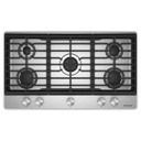Kitchenaid® Gas-on-Metal Cooktop with 5 Versatile Burners and Edge-to-Edge Cast-Iron Grates KCGK336SSS