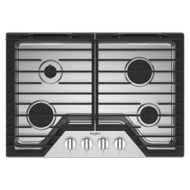 Whirlpool® 30-inch Gas Cooktop with EZ-2-Lift™ Hinged Cast-Iron Grates WCGK5030PS