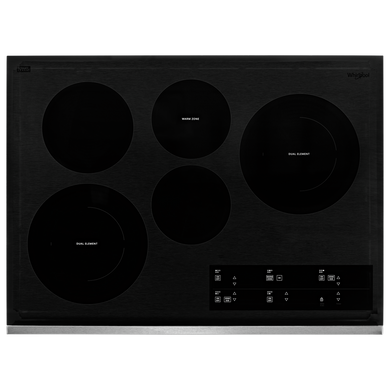 Whirlpool® 30-inch Electric Ceramic Glass Cooktop with Two Dual Radiant Elements WCE97US0KS