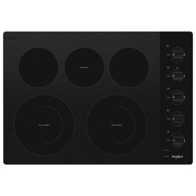 Whirlpool® 30-inch Electric Ceramic Glass Cooktop with Two Dual Radiant Elements WCE77US0HB