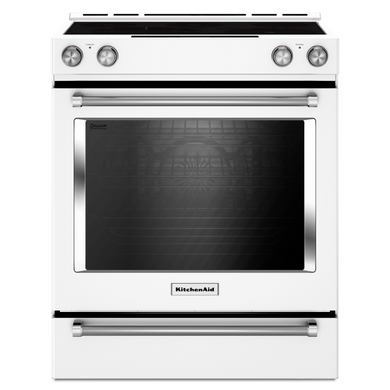 Kitchenaid® Cuisinière électrique coulissante à convection, 5 éléments, tiroir de cuisson, 30 po YKSEB900EWH