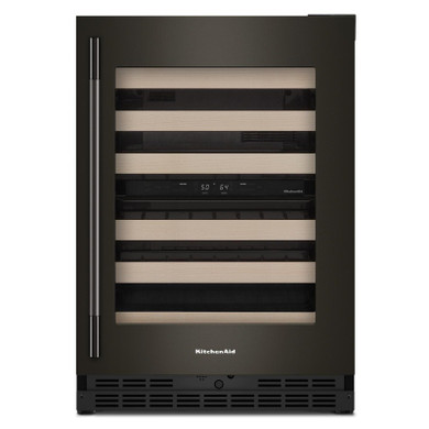 Kitchenaid® 24" Undercounter Wine Cellar with Full-Extension Wood-Front Racks KUWR524SBE