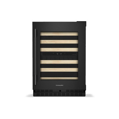 Kitchenaid® 24" Undercounter Wine Cellar with Full-Extension Wood-Front Racks KUWR524SBE