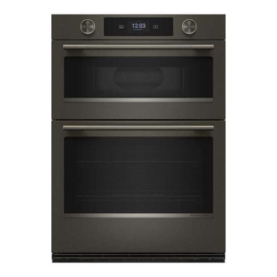 Kitchenaid® 30-inch Smart Electric Combo Wall Oven with Intelligent Cooking Camera - Black Ore KOEC930SBE