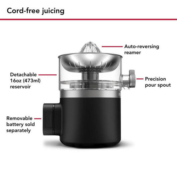 KitchenAid Go™ Cordless Citrus Juicer - battery sold separately KCJR160BM