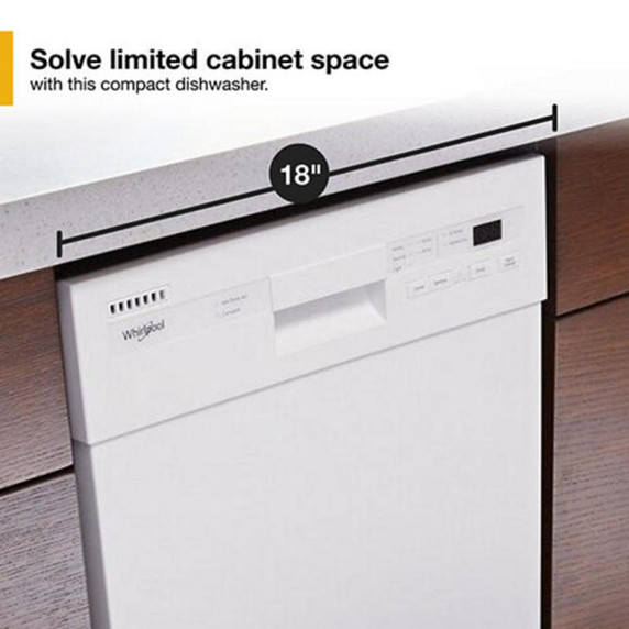 Whirlpool® Small-Space Compact Dishwasher with Stainless Steel Tub WDPS5118PW