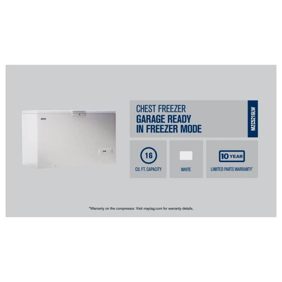 Maytag® Garage Ready in Freezer Mode Chest Freezer - 16 cu. ft. MZC5216LW
