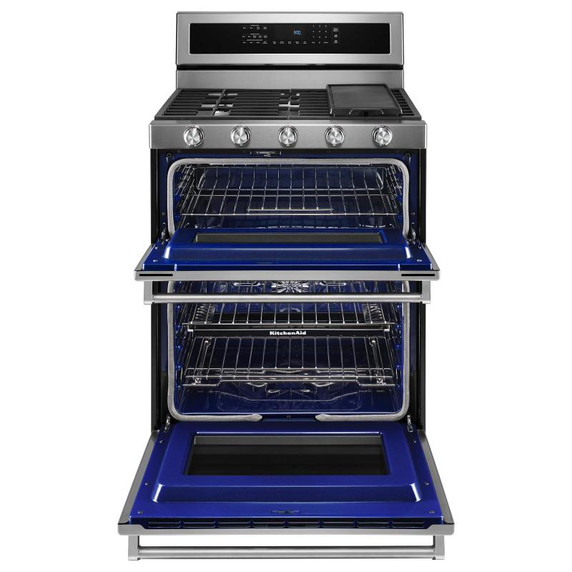 Kitchenaid® 30-Inch 5 Burner Dual Fuel Double Oven Convection Range KFDD500ESS
