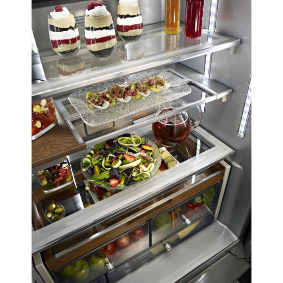 Kitchenaid® 23.8 cu. ft. 36" Counter-Depth French Door Platinum Interior Refrigerator with PrintShield™ Finish KRFC704FPS