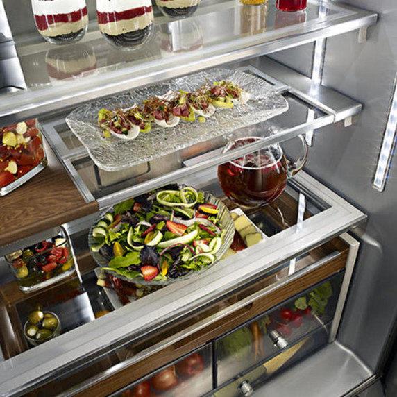 Kitchenaid® 23.8 cu. ft. 36" Counter-Depth French Door Platinum Interior Refrigerator with PrintShield™ Finish KRFC704FPS