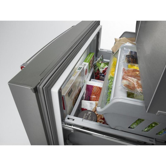 Kitchenaid® 23.8 cu. ft. 36" Counter-Depth French Door Platinum Interior Refrigerator with PrintShield™ Finish KRFC704FPS