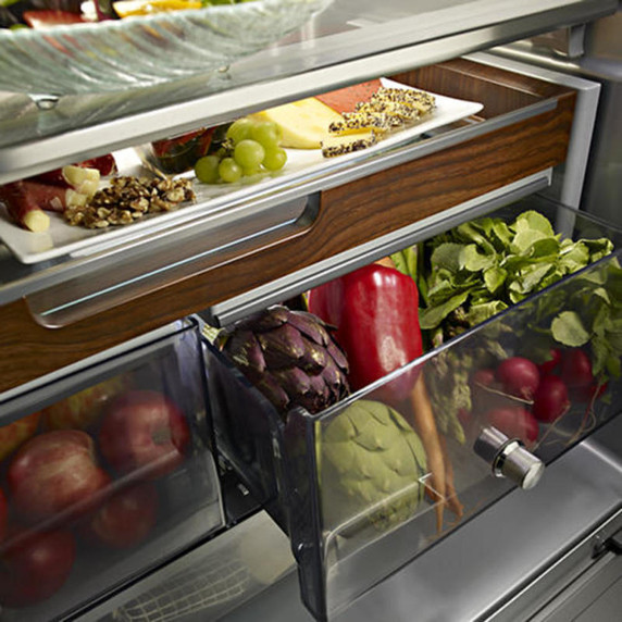 Kitchenaid® 23.8 cu. ft. 36" Counter-Depth French Door Platinum Interior Refrigerator with PrintShield™ Finish KRFC704FPS