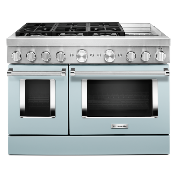 KitchenAid® 48'' Smart Commercial-Style Dual Fuel Range with Griddle KFDC558JMB