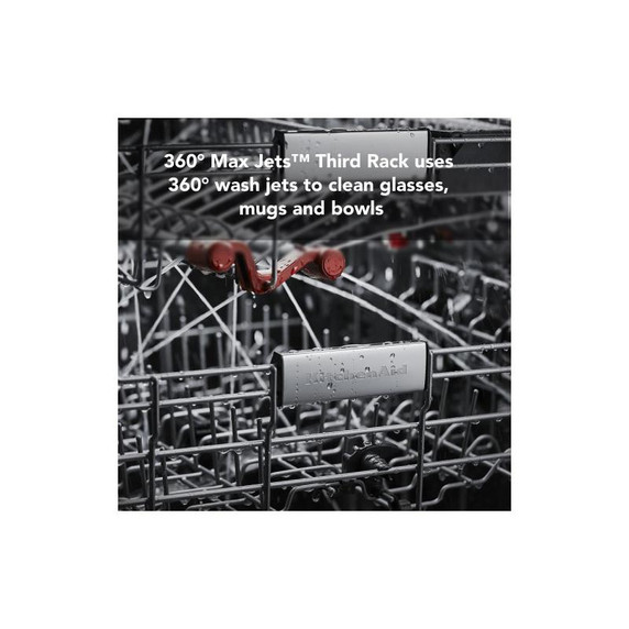 Kitchenaid® 44 dBA Dishwasher in PrintShield™ Finish with 360° Max Jets™ Third Rack KDTM604KBS
