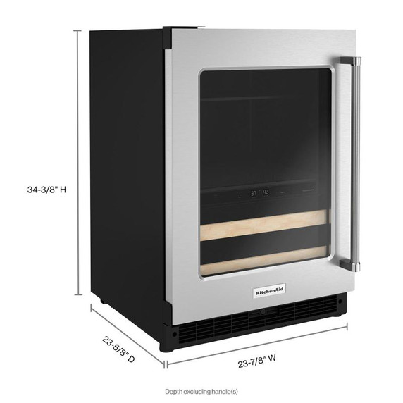 Kitchenaid® 24" Beverage Center with Glass Door and Wood-Front Racks KUBL214KSB