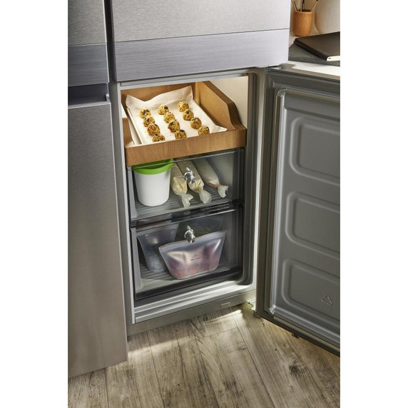Kitchenaid® 19.4 cu. ft. 36-inch wide Counter-Depth 4-Door Refrigerator with PrintShield™ Finish KRQC506MPS