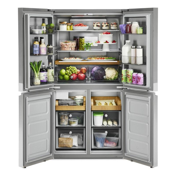 Kitchenaid® 19.4 cu. ft. 36-inch wide Counter-Depth 4-Door Refrigerator with PrintShield™ Finish KRQC506MPS