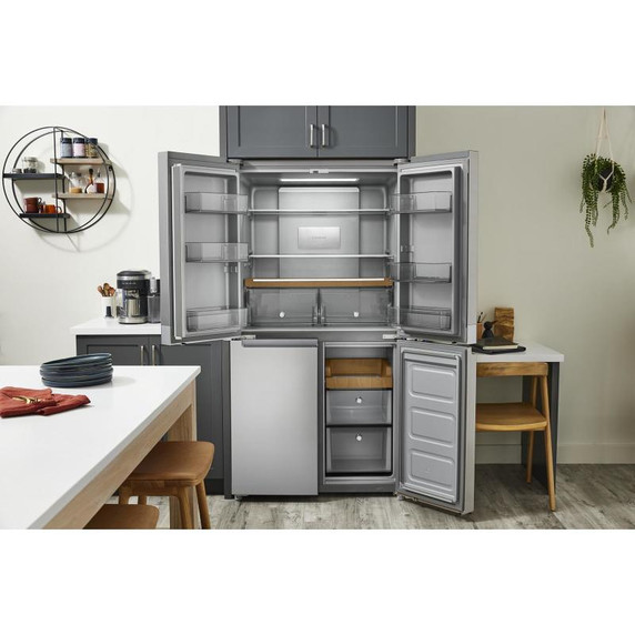 Kitchenaid® 19.4 cu. ft. 36-inch wide Counter-Depth 4-Door Refrigerator with PrintShield™ Finish KRQC506MPS