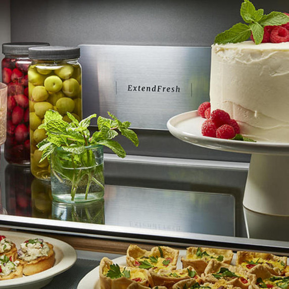 Kitchenaid® 19.4 cu. ft. 36-inch wide Counter-Depth 4-Door Refrigerator with PrintShield™ Finish KRQC506MPS