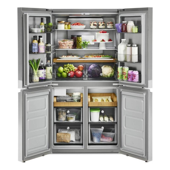 Kitchenaid® 19.4 cu. ft. 36-inch wide Counter-Depth 4-Door Refrigerator with PrintShield™ Finish KRQC506MPS