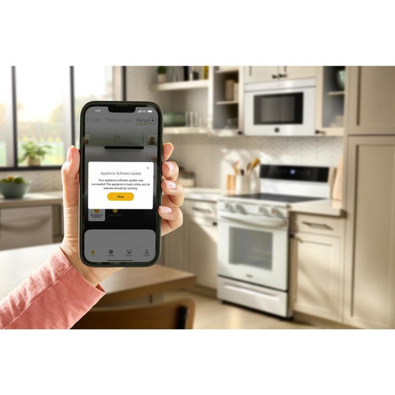 Whirlpool® 30-inch Smart Electric Range with Air Cooking Technology, WipeClean™ Coating, Steam/Self Cleaning, Rapid Preheat 5.3 CuFt Capacity YWFES7530RW