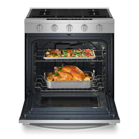 Whirlpool® 30-inch Smart Slide In Gas Range with Air Cooking Technology, No Preheat Air Fry, Steam/Self Clean and High Speed Preheat WSGS7530RZ