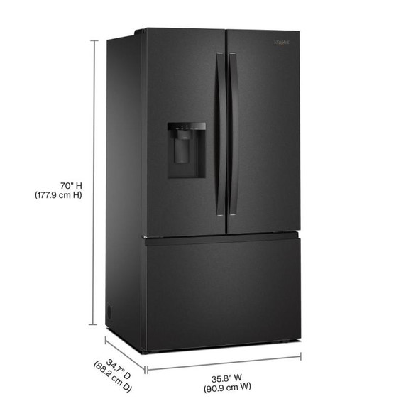 Whirlpool® 36-Inch French Door Refrigerator with In-Door Water and Ice Maker - 30 cu. ft. WRFF3536SV