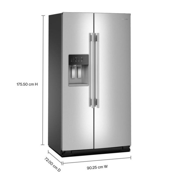 Kitchenaid® 20.8 Cu. Ft. Counter-Depth Side-by-Side Refrigerator with Exterior Ice and Water Dispenser in PrintShield™ Finish KRSC536RPS