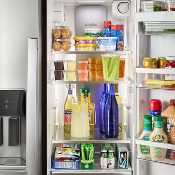 Whirlpool® 36-inch Full Depth Side-by-Side Refrigerator with Prep &amp; Store Bins WRSF6536RZ