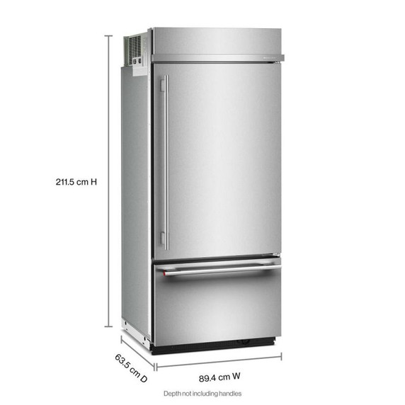 Kitchenaid® 20.8 Cu. Ft. 36" Built-In Bottom Mount Refrigerator with Platinum Interior KBBR336SPS