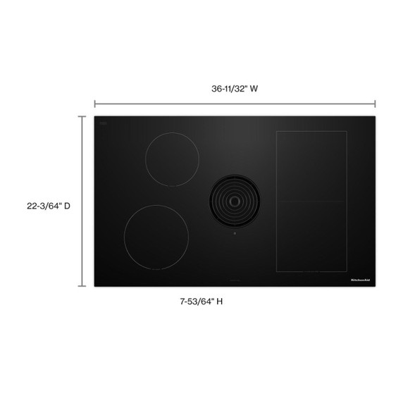Kitchenaid® 36-inch NextGen Induction Downdraft Cooktop with Bridge XL Even-Heat™  Zone KCID936SBL