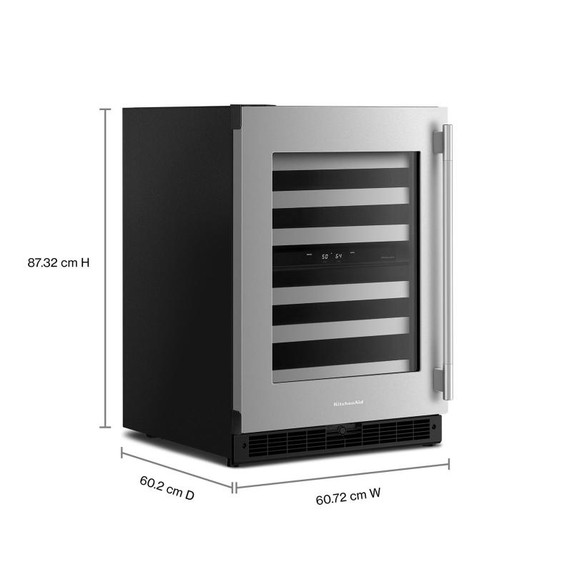 Kitchenaid® 24" Undercounter Wine Cellar with Full-Extension Metal-Front Racks KUWL324SSB