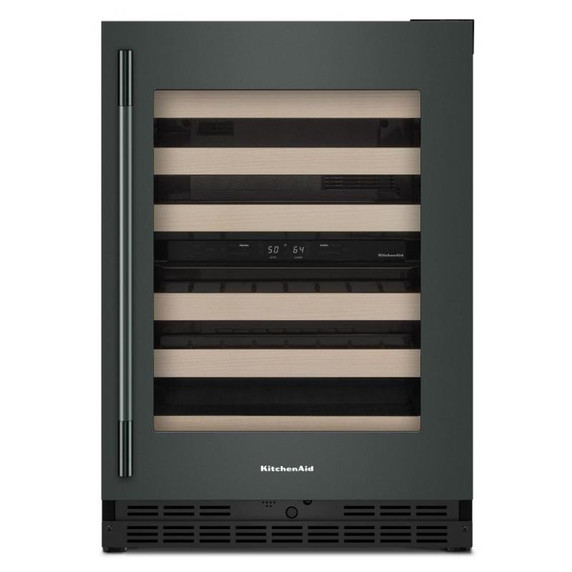 Kitchenaid® 24" Undercounter Wine Cellar with Full-Extension Wood-Front Racks KUWR524SJP