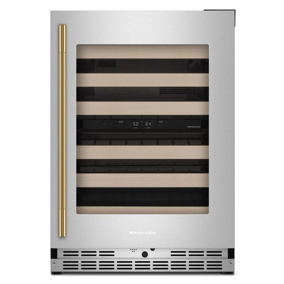 Kitchenaid® 24" Undercounter Wine Cellar with Full-Extension Wood-Front Racks KUWR524SPS